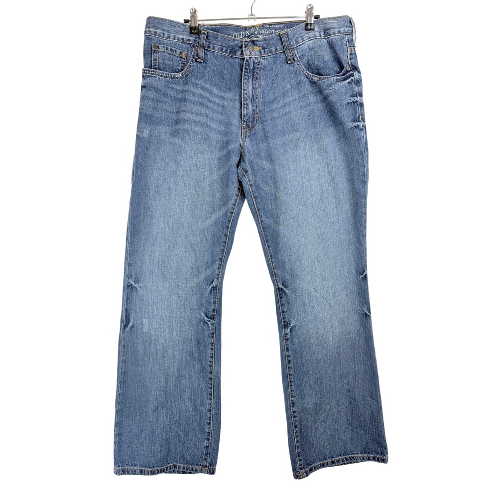 Old Navy Mens Boot Cut Jeans Medium Wash Distressed Size 36x30